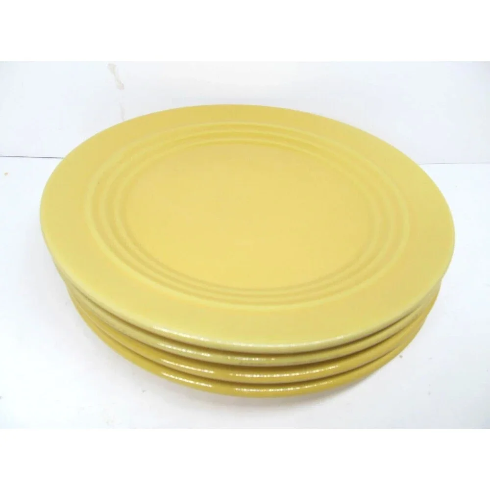 Crate & Barrel BoscoWare Yellow Behive Embossed Rings Salad Plates Bundle of 4